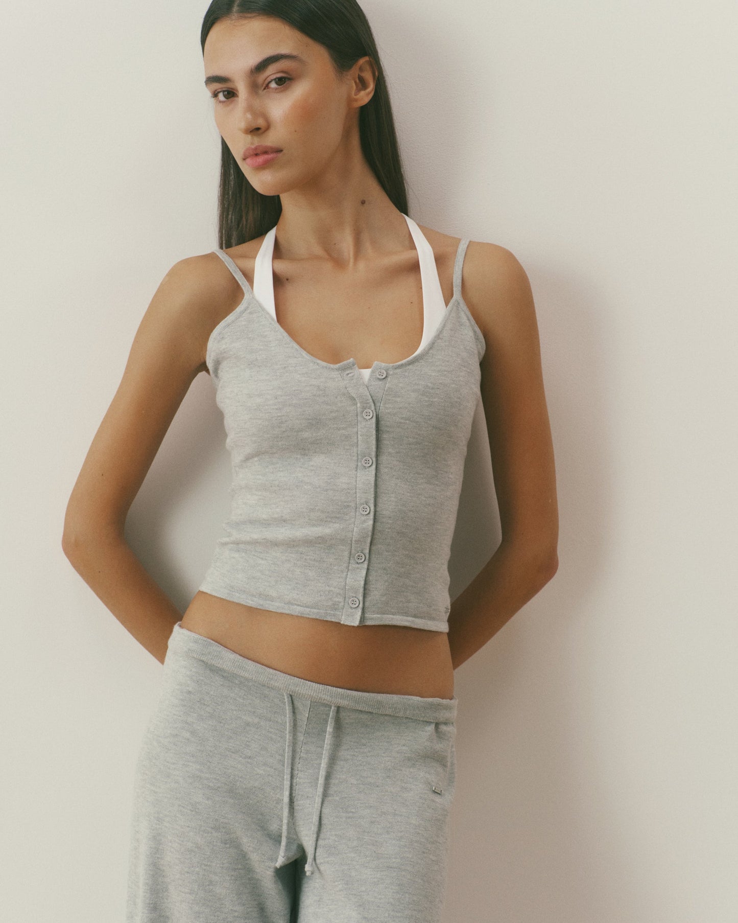 Knit Cami Top - Grey Melange