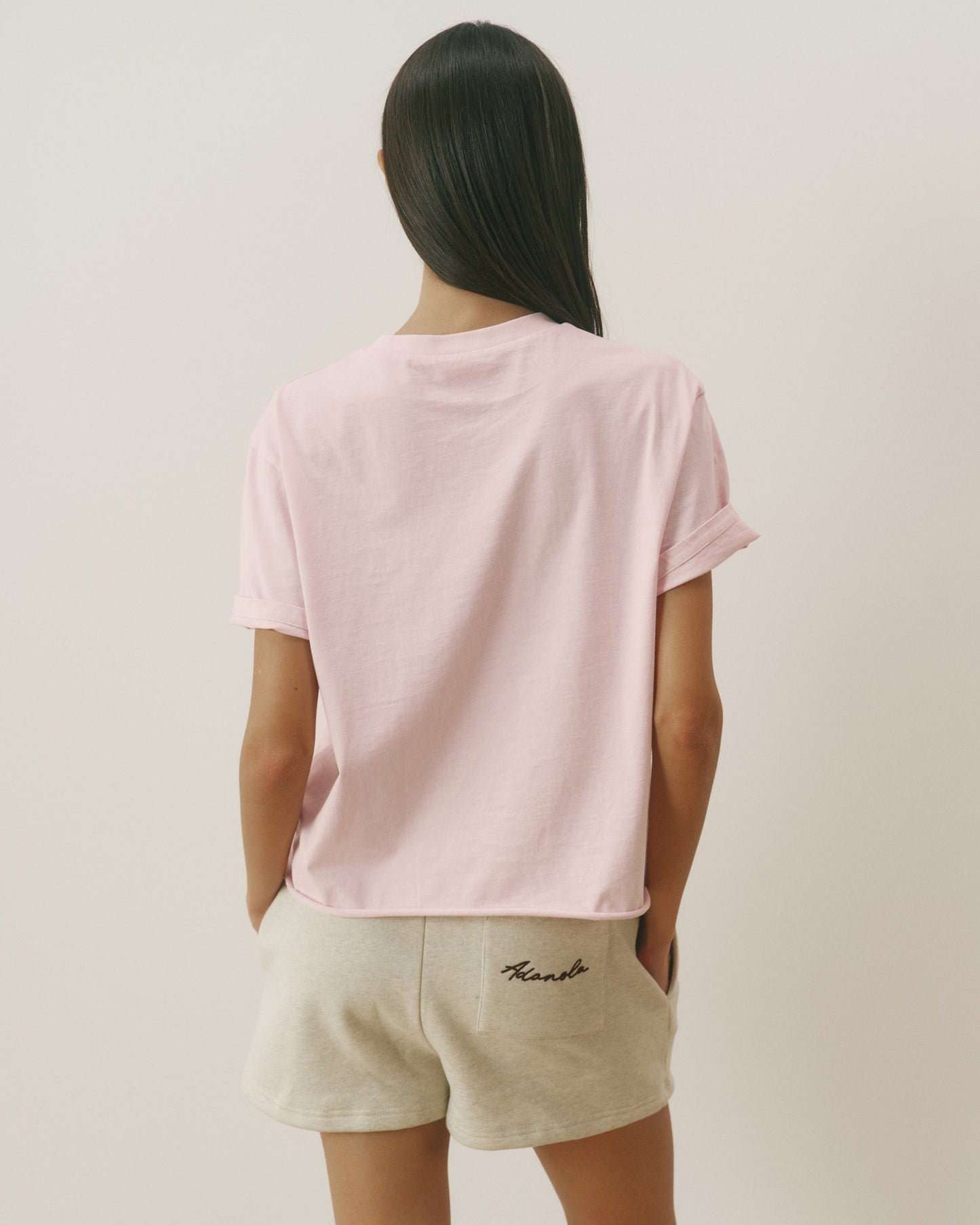 Varsity Mid-Weight Raw Hem T-shirt - Soft Pink