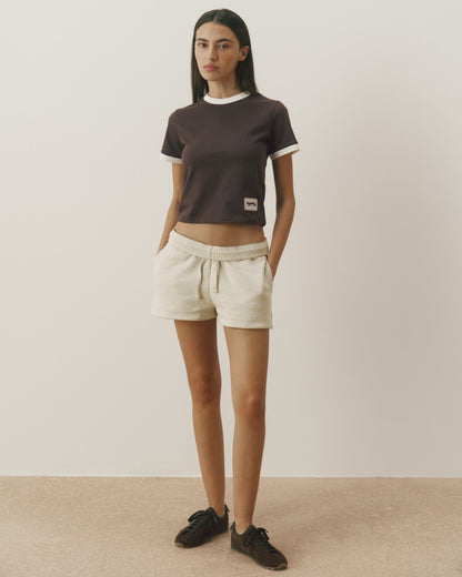 Signature Loose Fit Sweat Shorts - Oatmeal Marl/Coffee Bean
