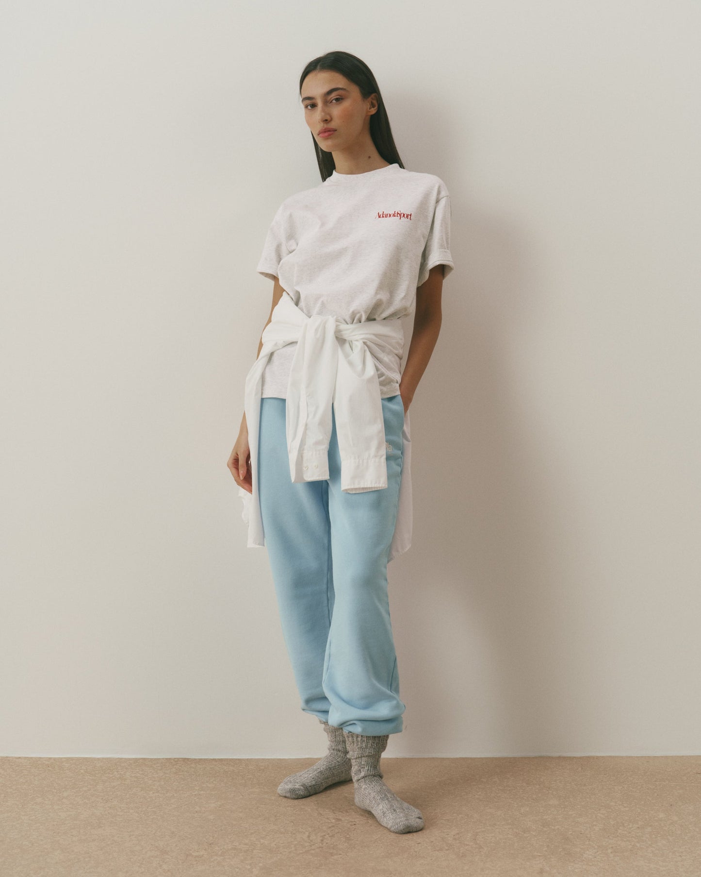 Retro Adanola Sport Oversized T-shirt - Light Grey Melange