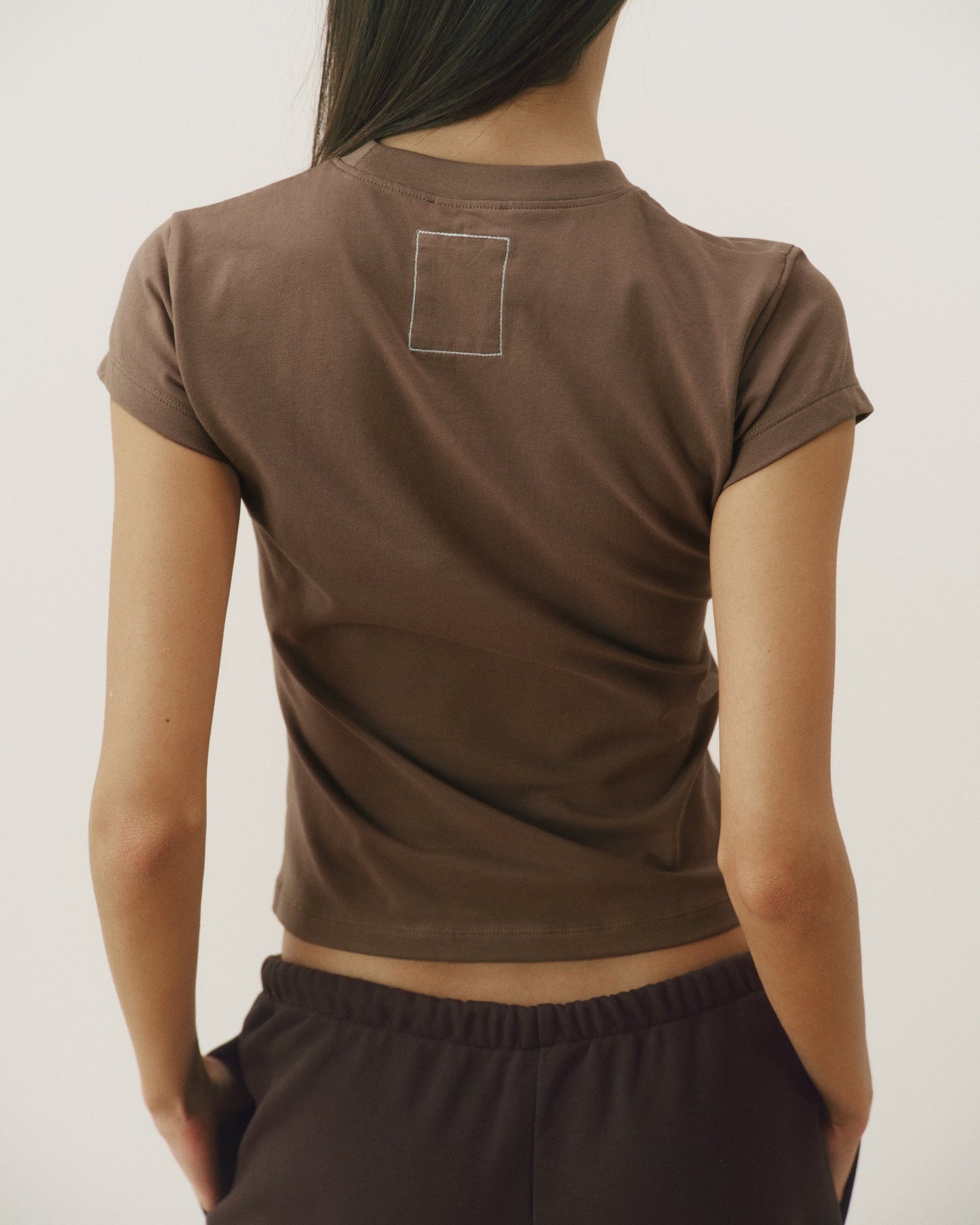 Signature Stitch Baby Tee - Dusty Brown