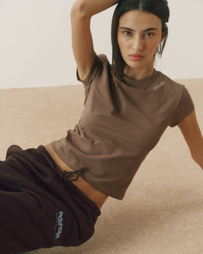 Signature Stitch Baby Tee - Dusty Brown