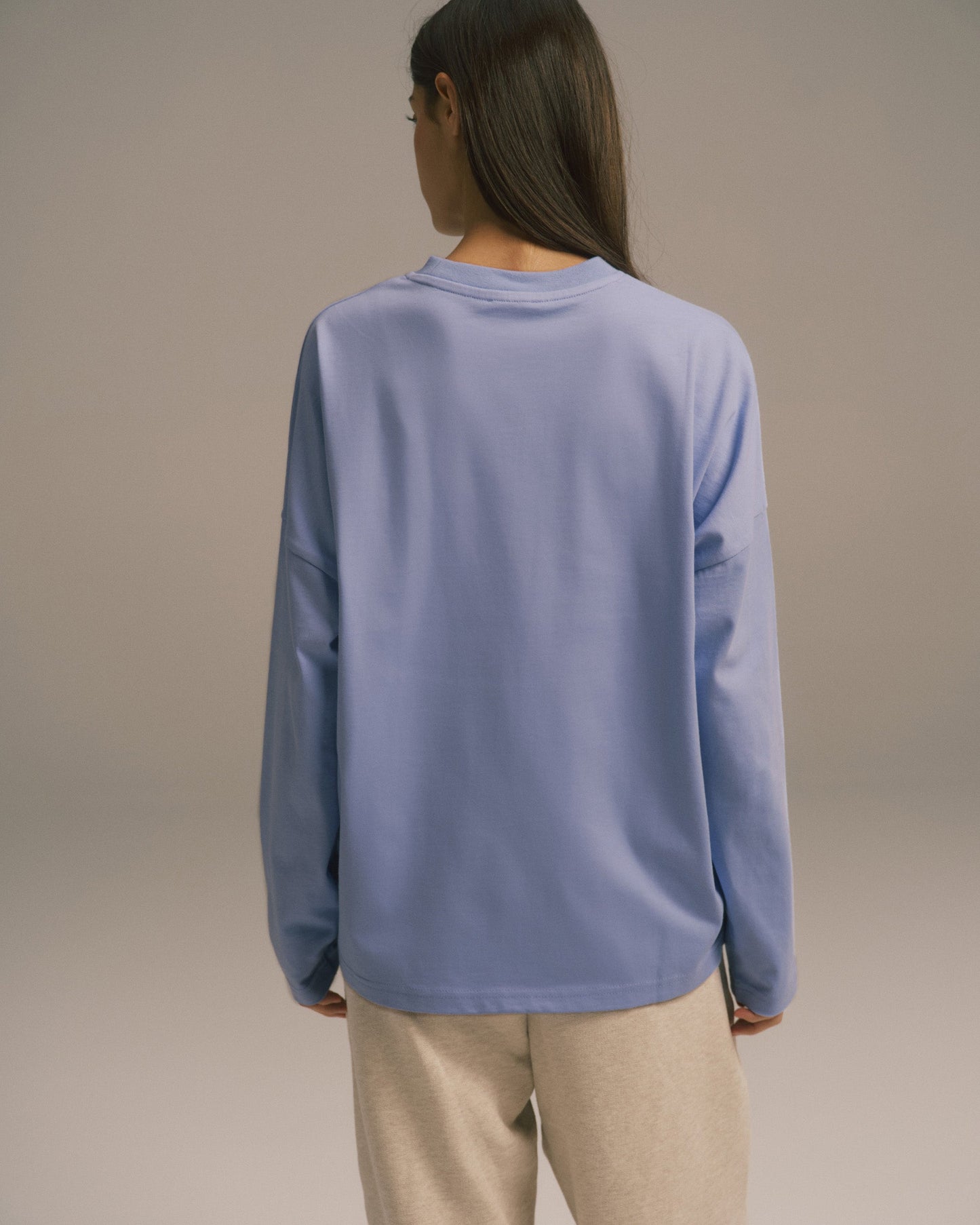 Signature Long Sleeve Drop Shoulder T-shirt - Washed Lavender