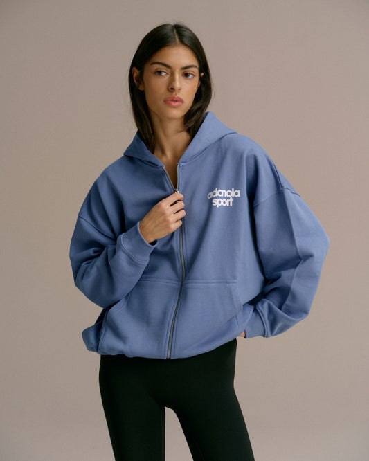 AS Bold Oversized Full Zip Hoodie - Vintage Blue/Marshmallow White