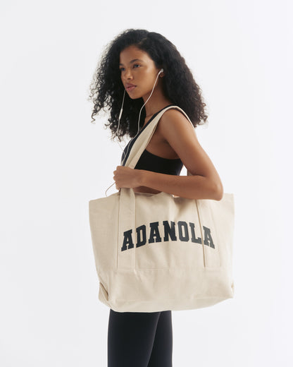 Varsity Tote Bag - Cream/Black