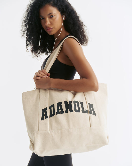 Varsity Tote Bag - Cream/Black