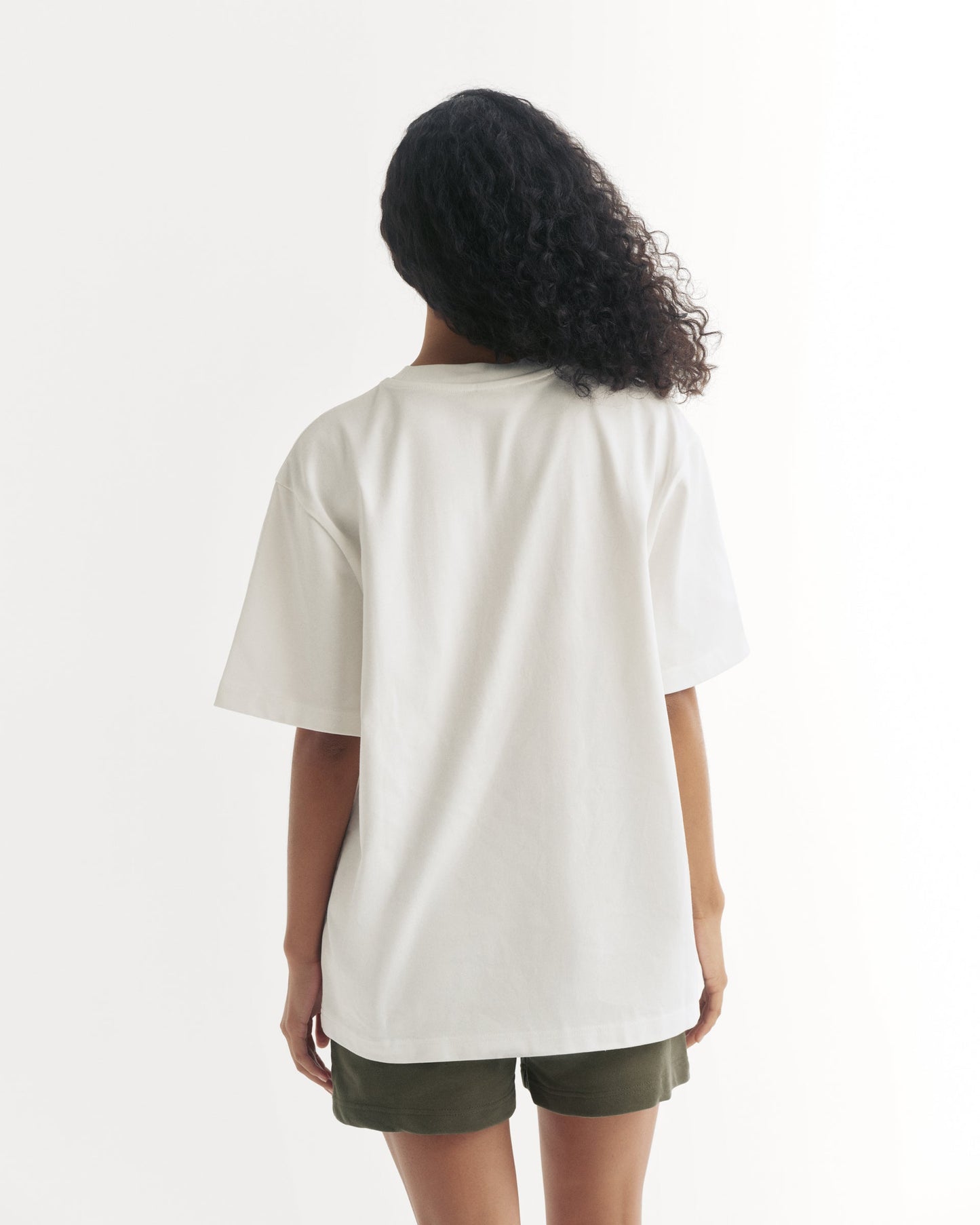 Varsity Short Sleeve Oversized T-shirt - White/Olive Green