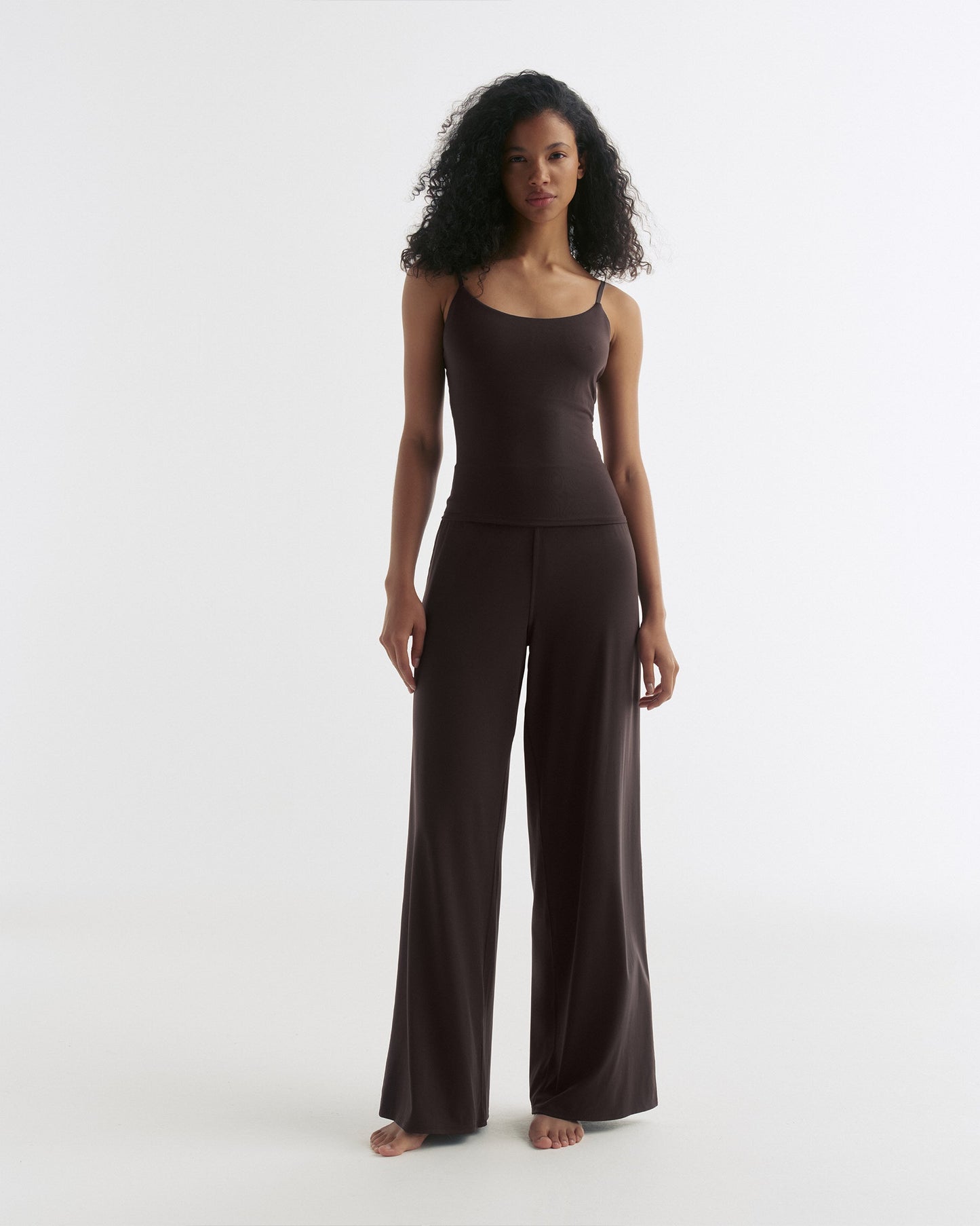Wide Leg Yoga Pants - Coffee Bean