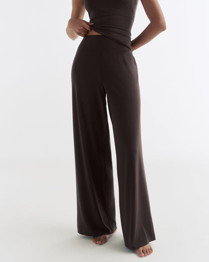 Wide Leg Yoga Pants - Coffee Bean
