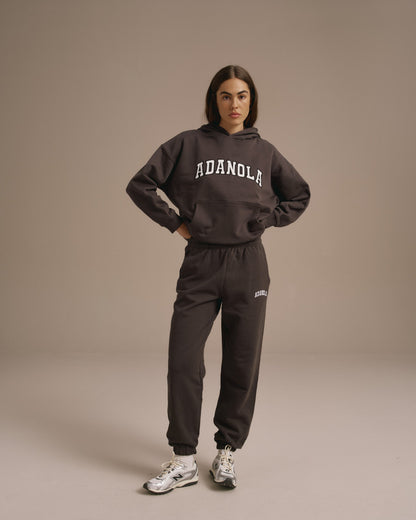 Varsity Oversized Hoodie - Washed Coffee Bean