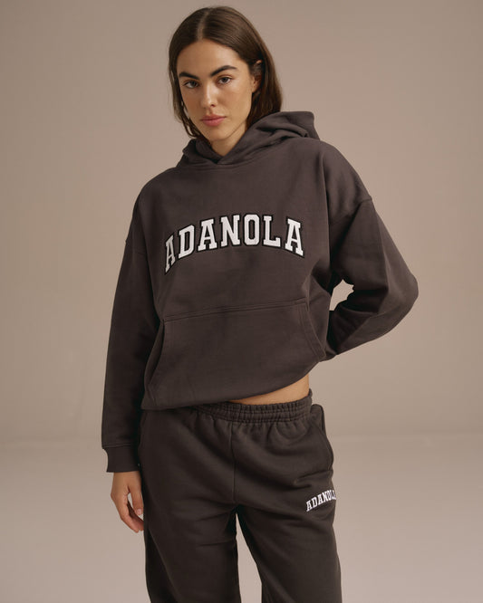 Varsity Oversized Hoodie - Washed Coffee Bean