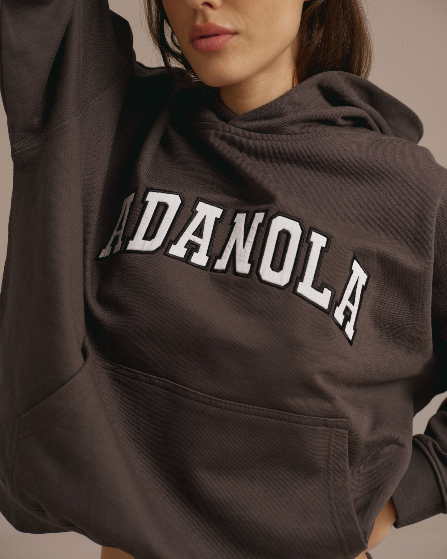 Varsity Oversized Hoodie - Washed Coffee Bean