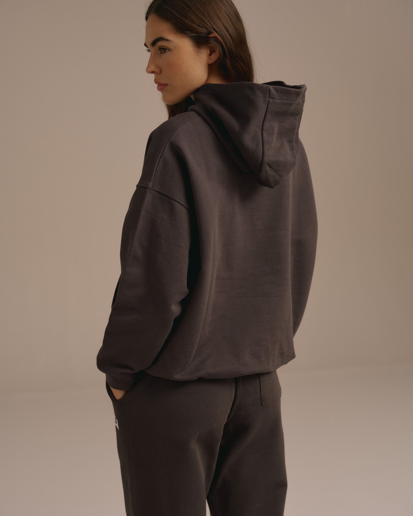 Varsity Oversized Hoodie - Washed Coffee Bean
