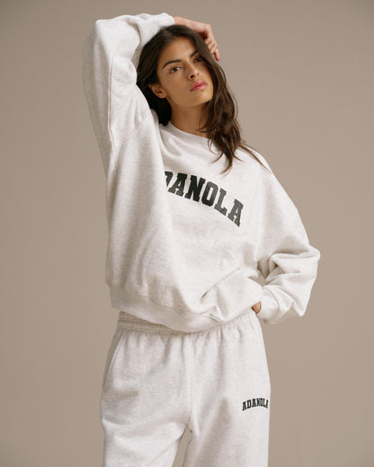 Varsity Oversized Sweatshirt - Light Grey Melange/Black