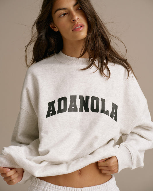 Varsity Oversized Sweatshirt - Light Grey Melange/Black