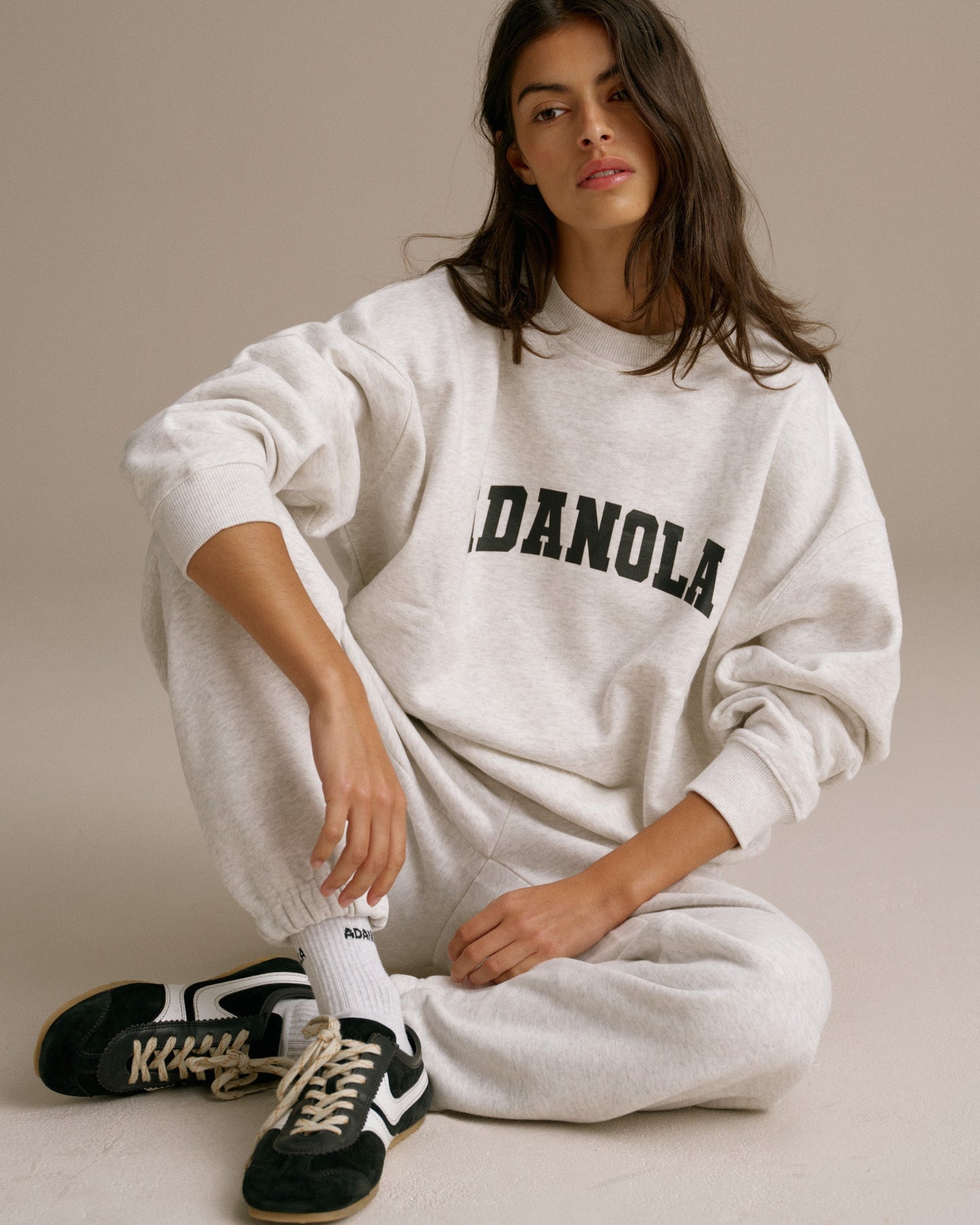 Varsity Oversized Sweatshirt - Light Grey Melange/Black