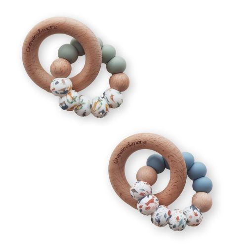 Chewies&more Wooden/Silicone Teething Rings - Zoo & Sea