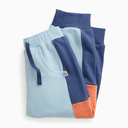 KIDLY by MORI Colourblock Joggers - Blue & Orange
