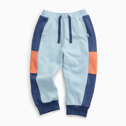 KIDLY by MORI Colourblock Joggers - Blue & Orange