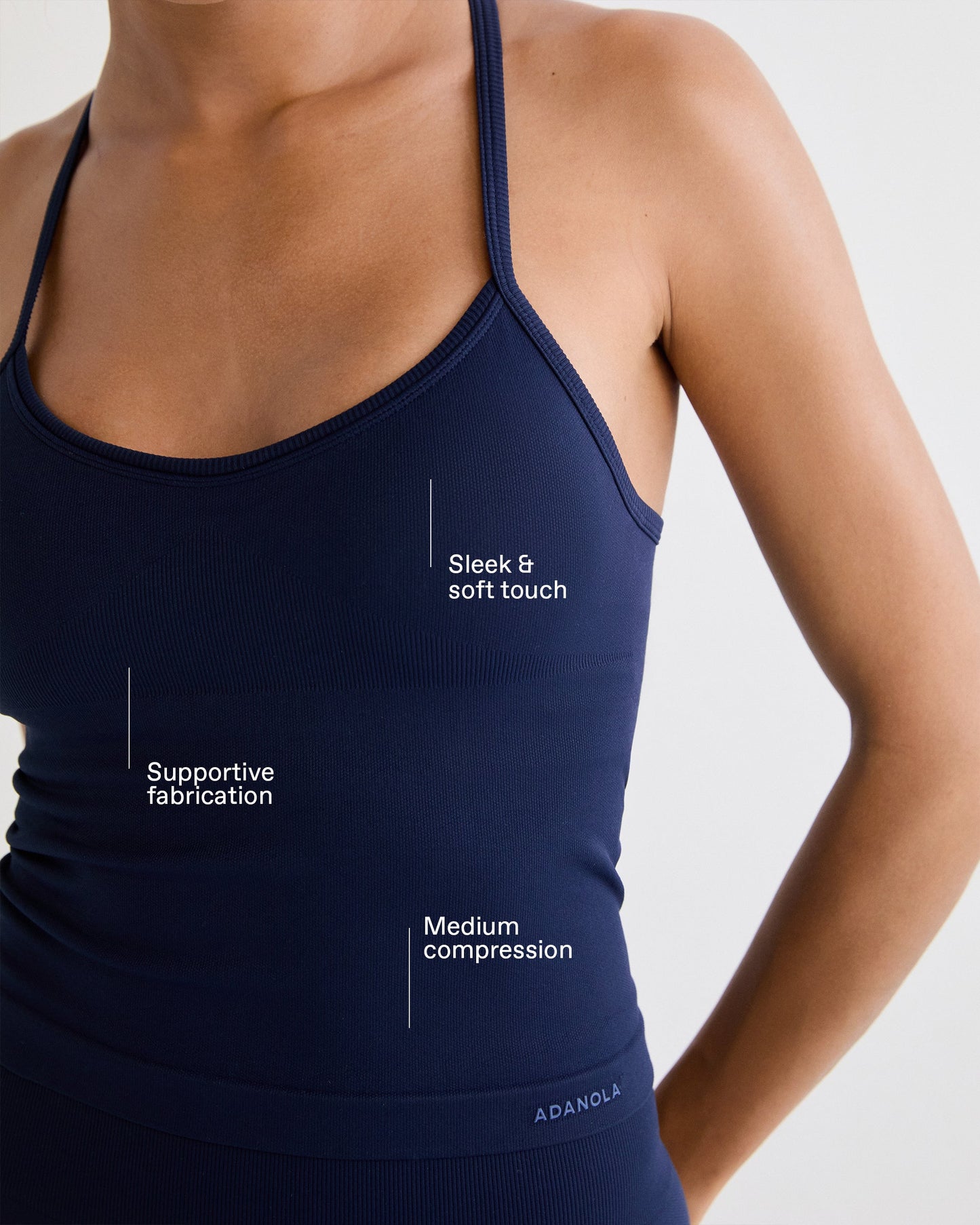 Classic Seamless Cross Back Tank Top - Navy Blue