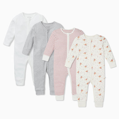 Christmas Zip Sleepsuit 4 Pack