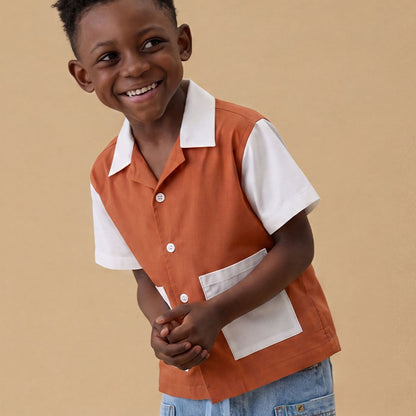 KIDLY by MORI Colourblock Cotton Shirt