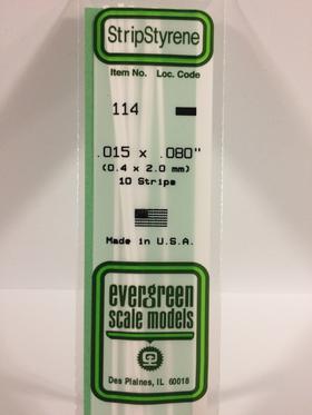 Evergreen .015" x .080" White Strip - Polystyrene - #114