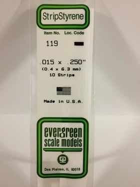Evergreen .015" x .250" White Strip - Polystyrene - #119