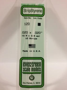 Evergreen .020" x .020" White Strip - Polystyrene - #120