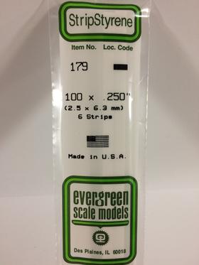Evergreen .100" x .250" White Strip - Polystyrene - #179