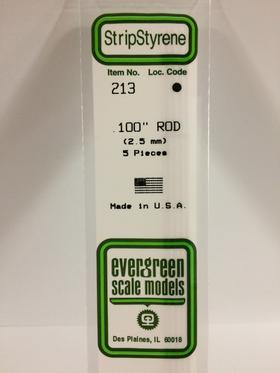 Evergreen Rod .100" Diameter - Opaque White Polystyrene - #213