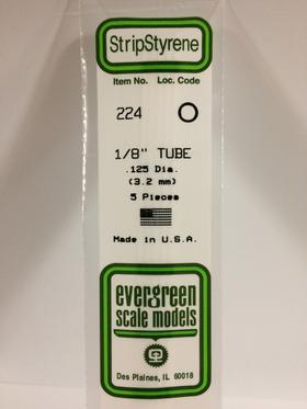 Evergreen Tube .125" Diameter - Opaque White Polystyrene - #224
