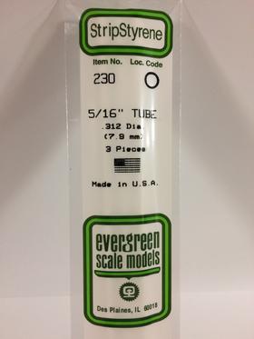 Evergreen Tube .312" Diameter - Opaque White Polystyrene - #230