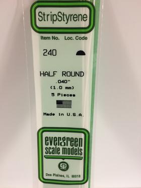 Evergreen Half Round .040" - Opaque White Polystyrene - #240