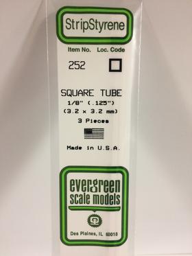 Evergreen Square Tube .125" - Opaque White Polystyrene - #252