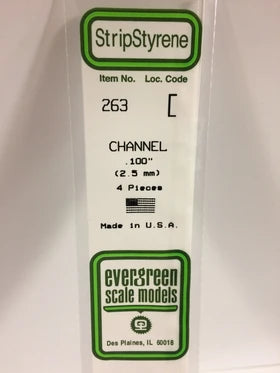 Evergreen Channel .100" - Opaque White Polystyrene - #263