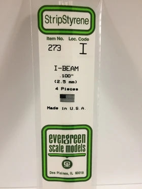 Evergreen I-Beam .100" - Opaque White Polystyrene - #273