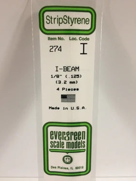 Evergreen I-Beam .125" - Opaque White Polystyrene - #274