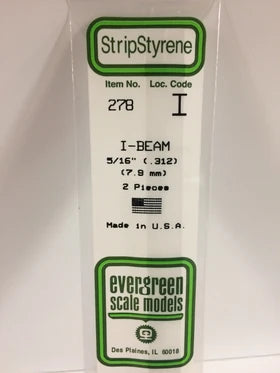 Evergreen I-Beam .312" - Opaque White Polystyrene - #278