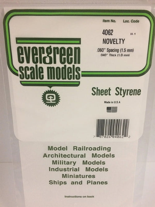 Evergreen Novelty Siding .040", .060" Spacing - Opaque White Polystyrene - #4062