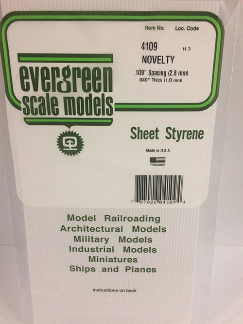 Evergreen Novelty Siding .040", .109" Spacing - Opaque White Polystyrene - #4109