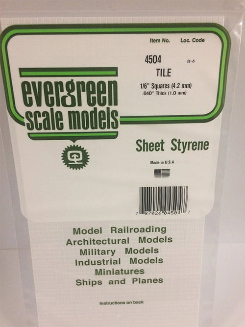 Evergreen Square Tile - 1/6" - Opaque White Polystyrene - #4504