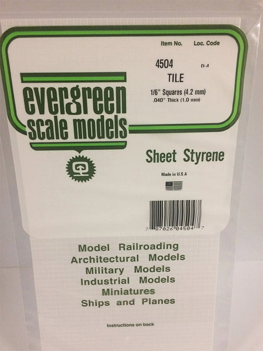 Evergreen Square Tile - 1/6" - Opaque White Polystyrene - #4504