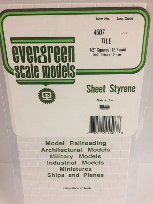 Evergreen Square Tile - 1/2" - Opaque White Polystyrene - #4507