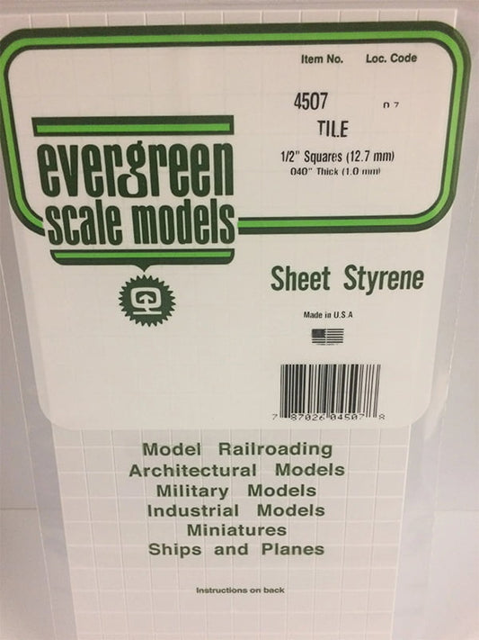 Evergreen Square Tile - 1/2" - Opaque White Polystyrene - #4507