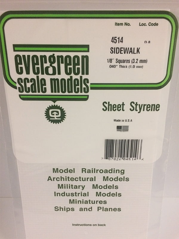 Evergreen Sidewalk - 1/8" - Opaque White Polystyrene - #4514