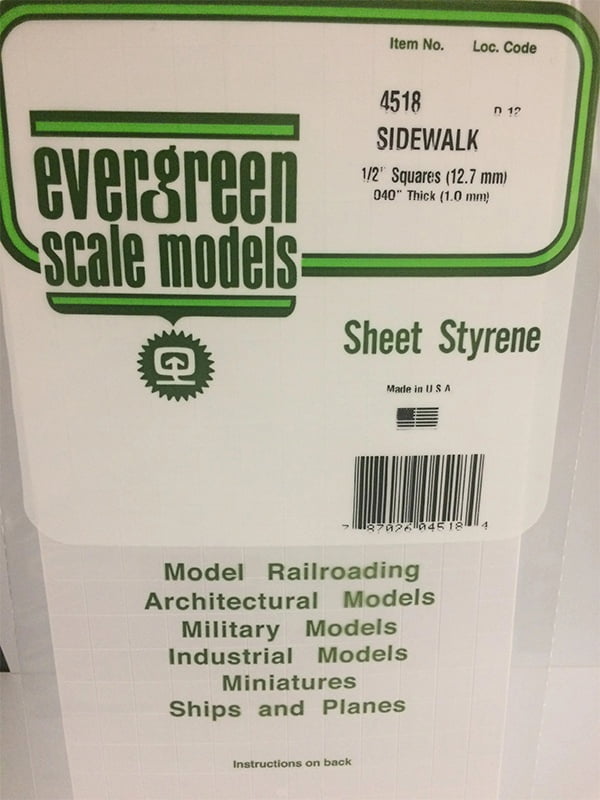 Evergreen Sidewalk - 1/2" - Opaque White Polystyrene - #4518