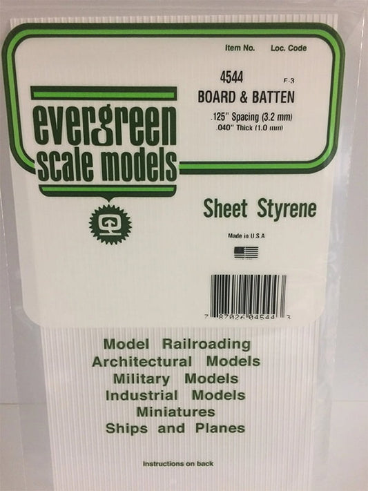 Evergreen Board/Batten .125" - Opaque White Polystyrene - #4544
