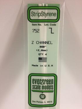 Evergreen Z Channel 2.0MM - Opaque White Polystyrene - #752