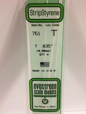 Evergreen T Channel 0.88MM - Opaque White Polystyrene - #761